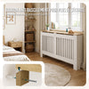 Cache radiateur en MDF avec lattes et etagere 152×19×82 cm Blanc Chêne - voonot.com