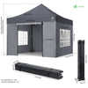 Tonnelle de jardin renforcée 3x3m pliable avec 4 parois et sac de transport a roulette gris - voonot.com