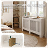Cache radiateur en MDF avec lattes et etagere 152×19×82 cm Blanc - voonot.com