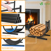 Range Buche Support a bois avec Sangle de Sécurité 41x37x39.5cm en Metal noir - voonot.com