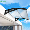 Auvent de porte marquise 100x80 cm transparent en Polycarbonate anti UV Noir - voonot.com