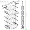Sechoir a linge inox etendoir robuste ailes pliables 4 niveaux - voonot.com