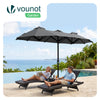 Parasol Jardin Double Aluminium 150 x 300 cm gris - voonot.com