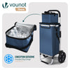 Chariot de course pliable aluminium 2 roues avec sac isotherme bleu marine - voonot.com