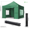 Tonnelle de jardin renforcée 3x3m pliable avec 4 parois et sac de transport a roulette verte - voonot.com