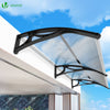 Auvent de porte marquise 200x80 cm transparent en Polycarbonate anti UV Noir - voonot.com