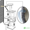 Arbre à Chat 138cm avec Griffoir Plateforme Niche et Capsule Spatiale gris - voonot.com