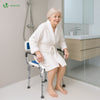 Chaise de douche avec accoudoir et dossier ergonomique a hauteur reglable en aluminum HDPE bleu - voonot.com