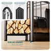 Porte buches cheminee avec 4 outils en metal noir - voonot.com