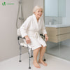 Chaise de douche avec accoudoir et dossier ergonomique a hauteur reglable en aluminum HDPE blanc - voonot.com