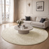 Tapis de salon poils ras doux antiderapant ф200cm uni beige - voonot.com