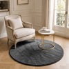 Tapis de salon poils ras doux antiderapant ф120cm uni anthracite - voonot.com