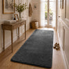 Tapis de salon poils ras doux antiderapant 80x200cm uni anthracite - voonot.com
