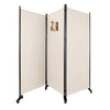 Paravent interieur separateur avec roue 3 panneaux autoportant pliable 262 x 30 x 180 cm Beige - voonot.com