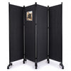 Paravent interieur separateur avec roue 4 panneaux autoportant pliable 228x 30 x 171 cm Anthracite - voonot.com