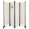 Paravent interieur separateur avec roue 4 panneaux autoportant pliable 228x 30 x 171 cm Beige - voonot.com