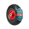 Roue gonflable robuste 3.50-4 pour chariot brouette alesage 16mm 260x85mm metal Noir/Rouge - voonot.com