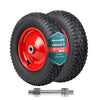 Lot de 2 Roue gonflable robuste 4.80/4.00-8 pour chariot brouette alesage 20mm 400x85mm Rouge - voonot.com