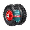 Lot de 2 Roue gonflable robuste 3.50-4 pour chariot brouette alesage 16mm 260x85mm metal Noir/Rouge - voonot.com