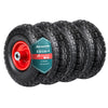Lot de 4 Roue gonflable robuste 3.50-4 pour chariot brouette alesage 16mm 260x85mm metal Noir/Rouge - voonot.com
