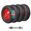 Lot de 4 Roue gonflable robuste 4.80/4.00-8 pour chariot brouette alesage 20mm 400x85mm Rouge - voonot.com