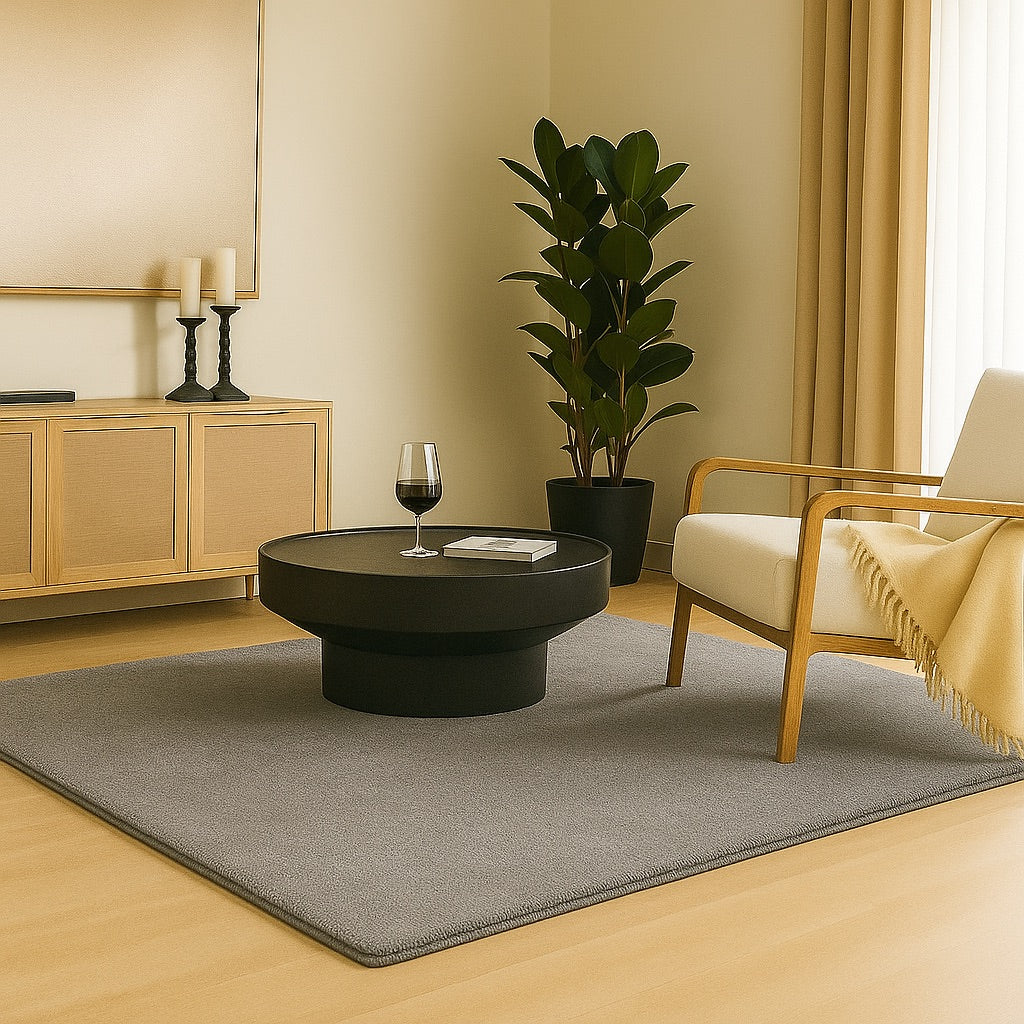 Tapis de salon poils ras doux antiderapant 240x340cm uni gris - voonot.com