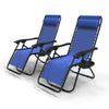 Chaise longue inclinable en textilene avec porte gobelet et portable bleue - voonot.com
