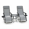 Lot de 2 Chaise longue inclinable en textilene avec table d'appoint porte gobelet et portable gris - voonot.com