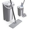 Balai microfibre et Seau Essoreur avec 6 serpillères Réutilisables Balai Plat Double compartiment gris - voonot.com