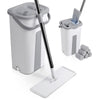 Balai microfibre et Seau Essoreur avec 6 serpillères Réutilisables Balai Plat Double compartiment blanc - voonot.com