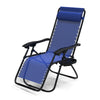 Chaise longue inclinable en textilene avec porte gobelet et portable bleue - voonot.com