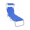 Chaise longue pliante avec pare soleil bleu - voonot.com
