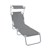 Chaise longue pliante avec pare soleil gris - voonot.com