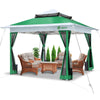 Tonnelle de jardin exterieure pliable avec moustiquaire 3.6x3.6m vert - voonot.com