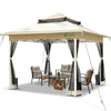 Tonnelle de jardin exterieure pliable avec moustiquaire Pop up 3.6x3.6m beige - voonot.com