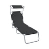Chaise longue pliante avec pare soleil noir - voonot.com