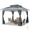 Tonnelle de jardin exterieure pliable avec moustiquaire Pop up 3.6x3.6m gris - voonot.com