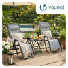Lot de 2 Chaise longue inclinable en textilene avec table d'appoint porte gobelet et portable gris - voonot.com