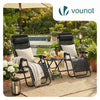 Lot de 2 Chaise longue inclinable en textilene avec table d'appoint porte gobelet et portable noir - voonot.com
