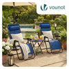Lot de 2 Chaise longue inclinable en textilene avec table d'appoint porte gobelet et portable bleu - voonot.com