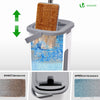 Balai microfibre et Seau Essoreur avec 6 serpillères Réutilisables Balai Plat Double compartiment blanc - voonot.com