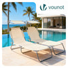 Lot de 2 chaise longue pliante avec pare soleil beige - voonot.com