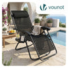 Chaise Longue inclinable en textilene avec porte gobelet et portable Noir Lot de 1 - voonot.com