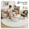 Tapis de salon poils ras doux antiderapant ф200cm uni crème - voonot.com