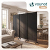 Paravent interieur separateur avec roue 3 panneaux autoportant pliable 262x 30 x 180 cm Anthracite - voonot.com