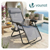 Chaise longue inclinable en textilene avec porte gobelet et portable gris - voonot.com