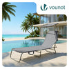 Chaise longue pliante avec pare soleil gris - voonot.com