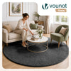 Tapis de salon poils ras doux antiderapant ф200cm uni anthracite - voonot.com