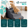 Escalier pour chien et chat en mousse haute densite et housse lavable 72x40x50cm gris - voonot.com
