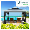 Tonnelle de jardin exterieure pliable avec moustiquaire 3.6x3.6m gris - voonot.com